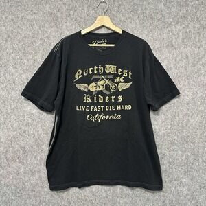 Duke's Sportswear NorthWest Y2K Riders Biker Graphic T-Shirt Black Men's‎ XL